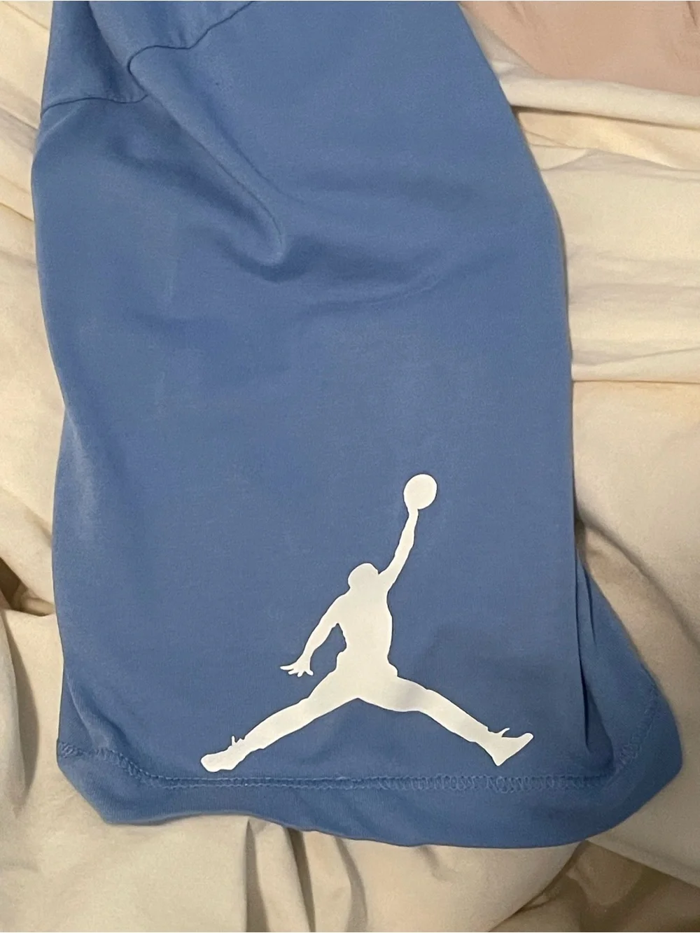 Jordan UNC Carolina Basketball blue Short Sleeve hoodie with White UNC Logo